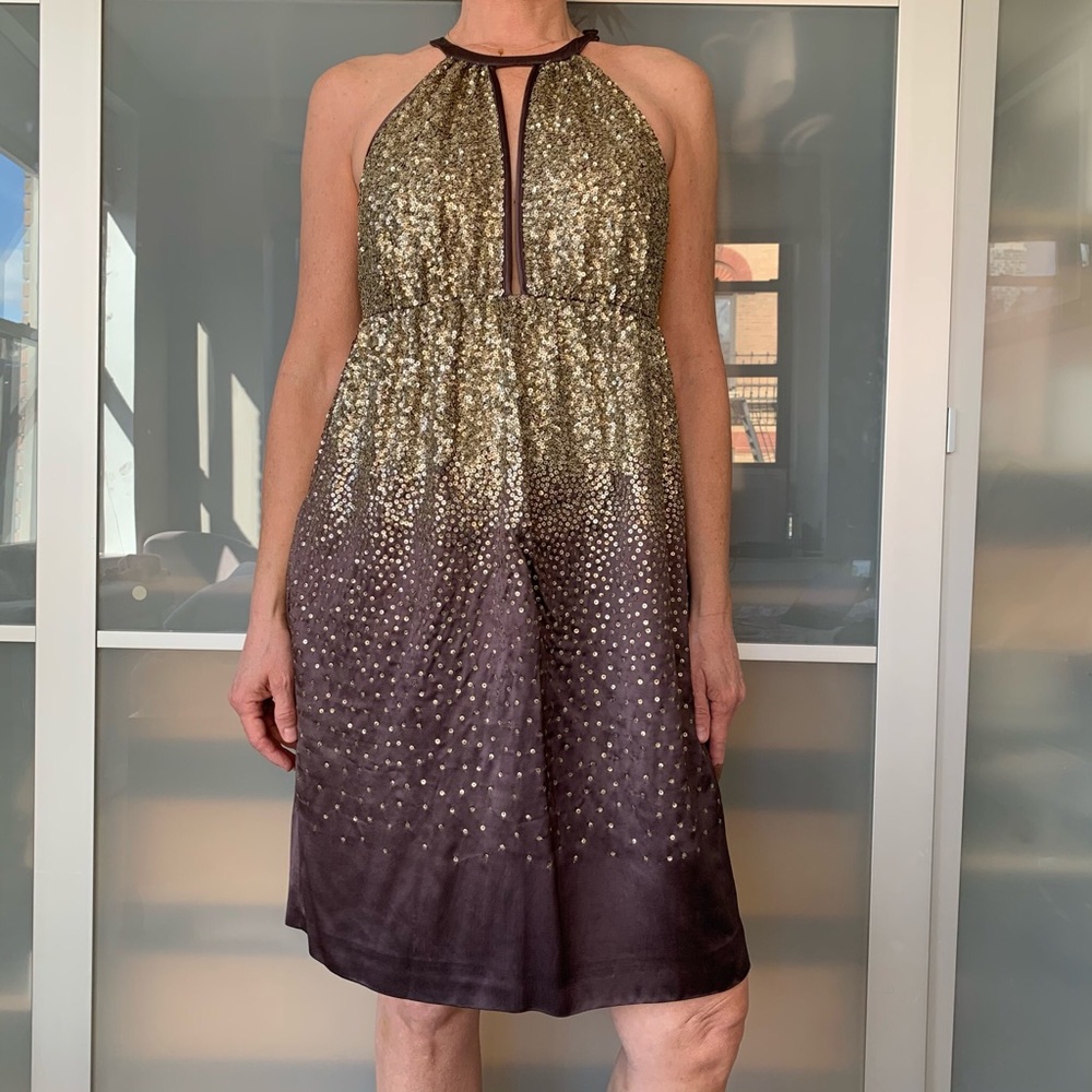 Stella McCartney gunmetal bronze gold sequin dress